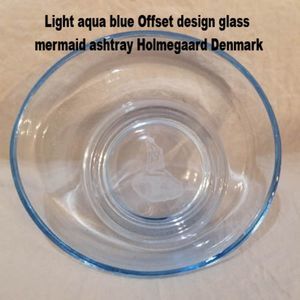 MCM blue glass mermaid offset ashtray Holmegaard Denmark